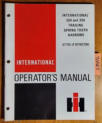 Buy IH International 354 356 Trailing Spring Tooth Harrow Owner's Operator's Manual  • 25$