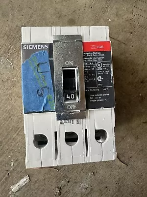 Buy Used Siemens LGB3B040 40 Amp, 3 Pole, 480 Volt Breaker • 99.99$