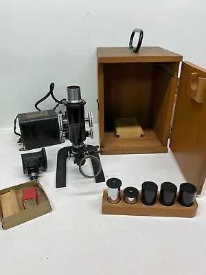 Buy Antique 1915 Bausch & Lomb Microscope Case Set Lenses Transformer Remarkable • 112.50$