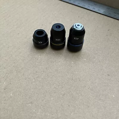 Buy Lot Of 3 Objective Microscope Lens 4/10/40x K A V • 14.99$