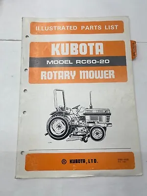Buy Kubota Illustrated Parts List For Rotary Mower Model RC60-20 • 10$