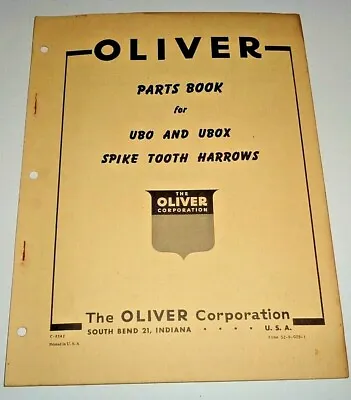 Buy Oliver UBO & UBOX Spike Tooth Harrow Parts Catalog Manual Book ORIGINAL! • 6$
