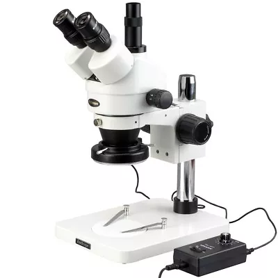 Buy AmScope 7X-90X Trinocular Inspection Dissecting Zoom Stereo Microscope + 144-LED • 453.99$