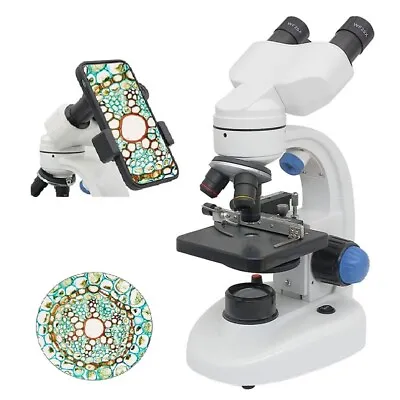 Buy 40X-2000X Binocular Biological Microscope LED Lamp Phone Clip Student Experiment • 129$