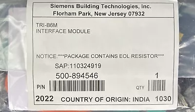 Buy NEW Siemens Cerberus Pyrotronics TRI-B6M Fire Alarm Interface Mini Module • 188$