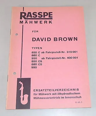 Buy Parts Catalog Rasspe Mower For David Brown Tractor Stand 03/1965 • 14.37$
