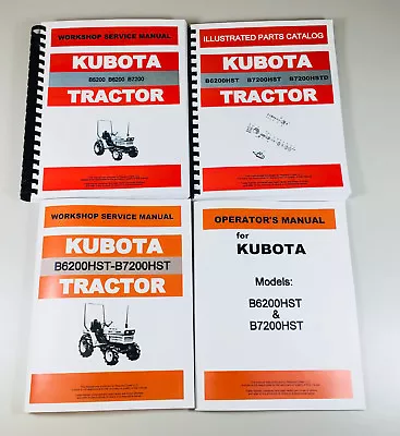 Buy Kubota B7200hst B7200hste B7200hstd Tractor Service Parts Operators Manual Set • 89.57$