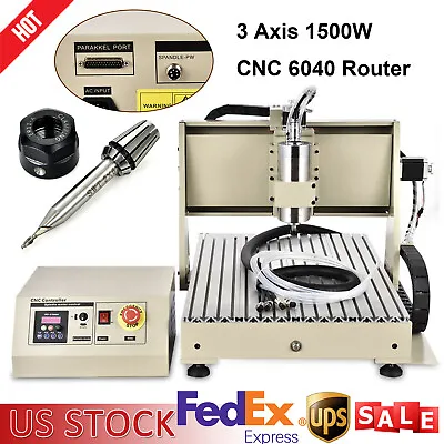 Buy 1500W CNC 6040 Router Engraver 3 Axis Desktop Wood PCB Engraving Milling Machine • 992.75$
