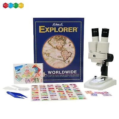 Buy IQCREW By Amscope Kids 20X-50X Portable LED Microscope & Stamp Collecting Kit • 73.99$