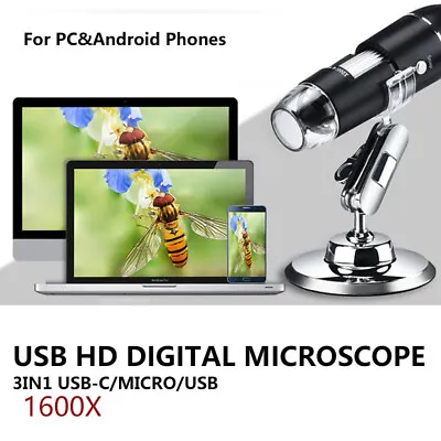 Buy 1600x USB Digital Microscope Camera 8 LED OTG Endoscope Magnification W/ Stand • 20.19$