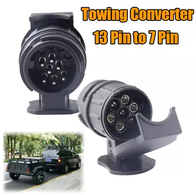 Buy 13 Pin To 7 Pin Car Trailer Truck Plug Adapter Converter Tow Bar Socket Black • 6.98$