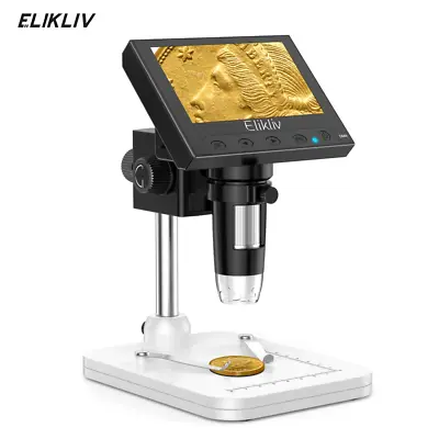 Buy Elikliv Digital Microscope 1000X USB Coin Microscope 4.3  LCD Screen Soldering • 48.94$