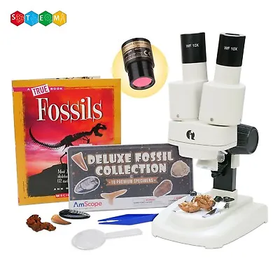 Buy IQCREW / Amscope Kids Deluxe 20-50X Portable LED Microscope W Camera +Fossil Kit • 144.99$