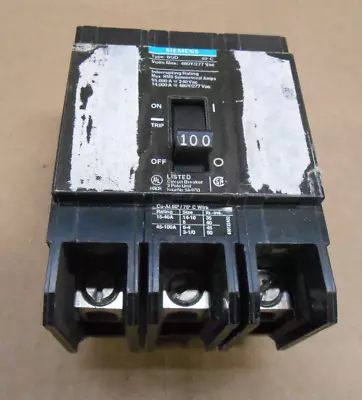 Buy Siemens Bqd Bqd3100 Circuit Breaker 100a 100 Amp 3p 3 Pole 480vac (2 Available) • 136.50$