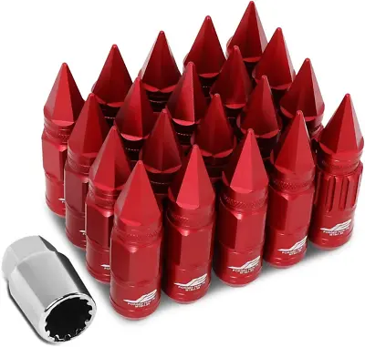 Buy 7075 Aluminum Red M12 X 1.5 16Pcs L: 80Mm Spiky Cap Lug Nut W/4Pcs Lock+Key • 77.99$