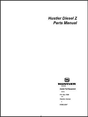 Buy Service Parts Manual Fits Hustler Zero Turn Mower Diesel Z • 25$