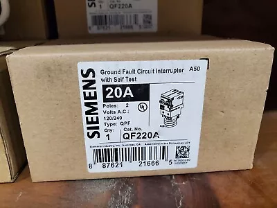 Buy Siemens QF220A 20amp 2 Pole Ground Fault GFI Type QPF 120/240 Circuit Breaker • 95$