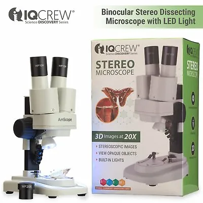 Buy IQCrew AmScope 20X-40X Portable Stereo Microscope +Deluxe 3D Insect Specimen Kit • 63.99$