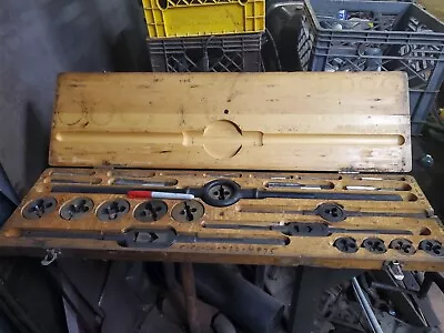 Buy Huge Vintage Tap & Die Set In Wooden Box- 26 Piece USA Military Tool Set • 250$