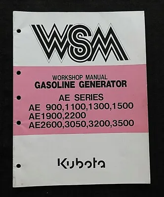 Buy Kubota Ae 1100 1300 1500 1900 2200 2600 3050 3250 3500 Generator Service Manual • 28.45$