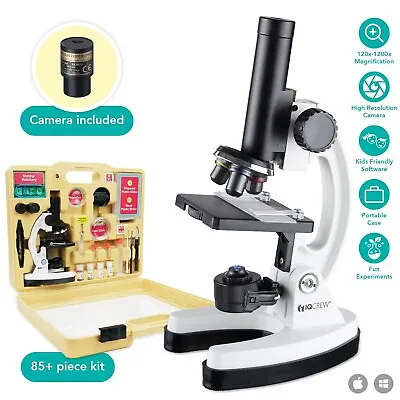Buy IQCREW Amscope 120X-1200X Kid's 85+ Piece Microscope Kit + Camera + Software • 79.99$