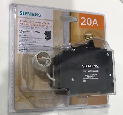 Buy Siemens 2-Pole Q220AFCP 20 Amp Combination Arc Fault Circuit Interrupter (C5-3) • 75$