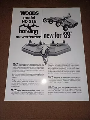 Buy Vtg Woods Model HD 315 Batwing Mower New For 89' Brochure 1 Page Tiffin, Ohio • 10$
