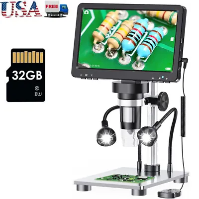 Buy Elikliv 7  LCD Digital Microscope 1080P 1200X Magnifyer 12MP 32GB Endoscope • 111.18$