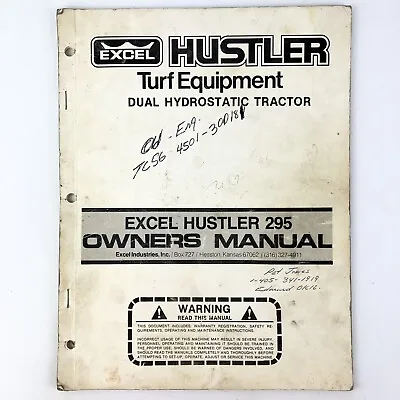 Buy Hustler 295 Dual Hydrostat Tractor Owners Manual 1979 Excel Lawnmower Operators • 14$