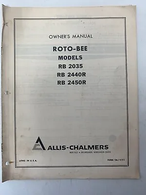 Buy Allis Chalmers Roto-Bee Tiller RB 2035 2440R 2450R Operators Manual Owners • 8$