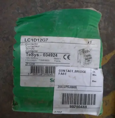 Buy Schneider Electric TeSys Deca Contactor 12A 7.5HP LC1D12G7 • 29$
