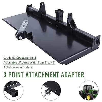 Buy PREENEX 3-Point Attachment Adapter W Trailer Hitch Adjustable Lift-Arm Skidsteer • 110.16$