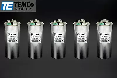 Buy TEMCo 55/5 MFD UF Dual Run Capacitor 370 440 Vac Volts 5 LOT AC Motor HVAC 55+5 • 46.69$