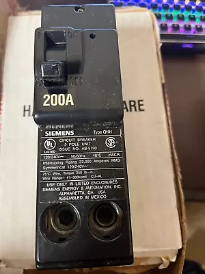 Buy Siemens QNH 2 Pole 200 Amp 120/240V Circuit Breaker  QNH2200 • 134.96$