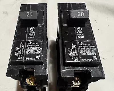 Buy Two Siemens 20 Amp Standard Single Pole Circuit Breakers, Lightly Used • 2.99$