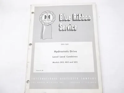 Buy 1966 Service Manual For International Hydro Drive 303 403 503 Level Land Combine • 14$