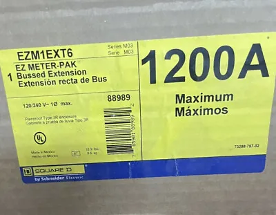Buy SCHNEIDER ELECTRIC EZM1EXT6 1200 AMP EZ METER-PAK Bussed Extension • 1,199$