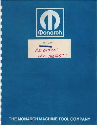 Buy Monarch 10  EE Lathe 1940's Operator And Parts Manual • 25$