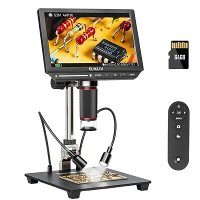 Buy Elikliv 4K Digital Microscope 8  Coin Microscope 2000X 52MP HDMI & USB For Adult • 219.99$