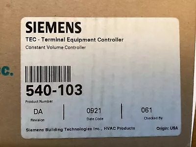 Buy SIEMENS 540-103 TEC CONTROLLER Terminal Equipment Controller • 980$