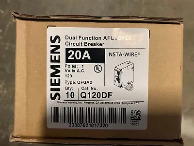 Buy 2 Siemens Q120df Dual Fuction Afc/gfci Gfi Combonation Circuit Breakers. New • 89.99$