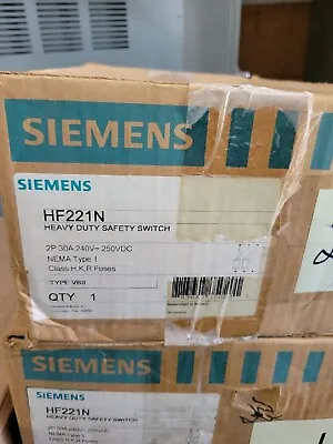 Buy 1- Siemens HF221N FUSIBLE DISCONNECT SWITCH 30 Amp 240V 2 Pole 3 Wire 1Ø ~ NEW • 64.99$