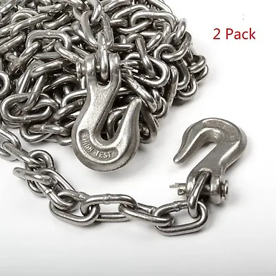 Buy 2pack 5/16  X 14ft Tow Chain Tie Down Binder Chain Flatbed Truck Trailer Safety • 94.85$