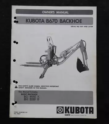 Buy 1970s KUBOTA B6100 B7100 TRACTOR 670 B670 BACKHOE  OPERATOR PARTS CATALOG MANUAL • 26.95$
