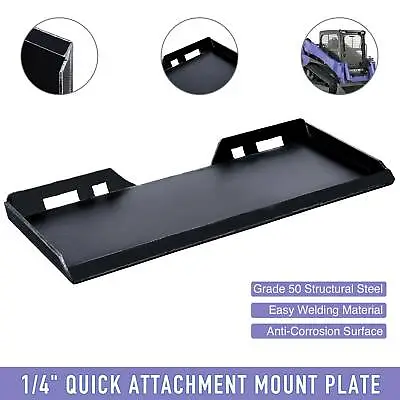 Buy 1/4  Steel Quick Tach Attachment Mount Plate For Kubota Bobcat Skidsteer Loader • 118.57$