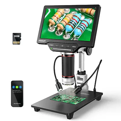 Buy 7  TOMLOV Digital Microscope 1200X Magnify 1080P Video Soldering Microscope 32GB • 137.34$