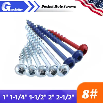 Buy 8# Pocket Hole Screws Square Drive Self Tapping Wood Screws 1  1-1/4  1-1/2  2  • 5.63$