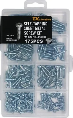 Buy Self Tapping Screw Pan Head Phillips Sheet Metal Screw Assortment Kit,175Pcs • 10.99$