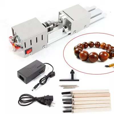 Buy 100W Mini Lathe Beads Polisher Machine For Wood Woodworking Rotary DIY Tool Set • 81.10$