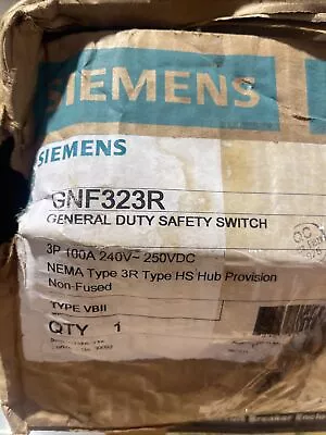 Buy Siemens GNF323R Safety Switch  100 Amp 3 Pole 240 Volt 3 Wire Non Fused • 239.99$
